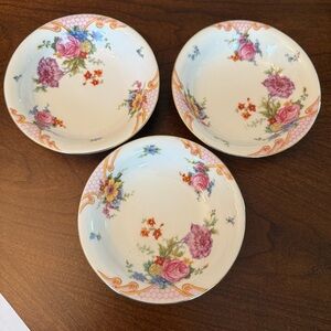 Set of 3 Vintage Epiag Czechoslovakia Bridal Rose Fruit/Dessert (Sauce) Bowls